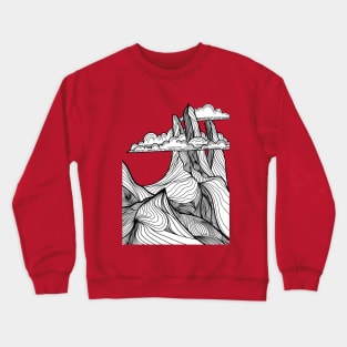 Mountain landscape and sky view line illustration Crewneck Sweatshirt